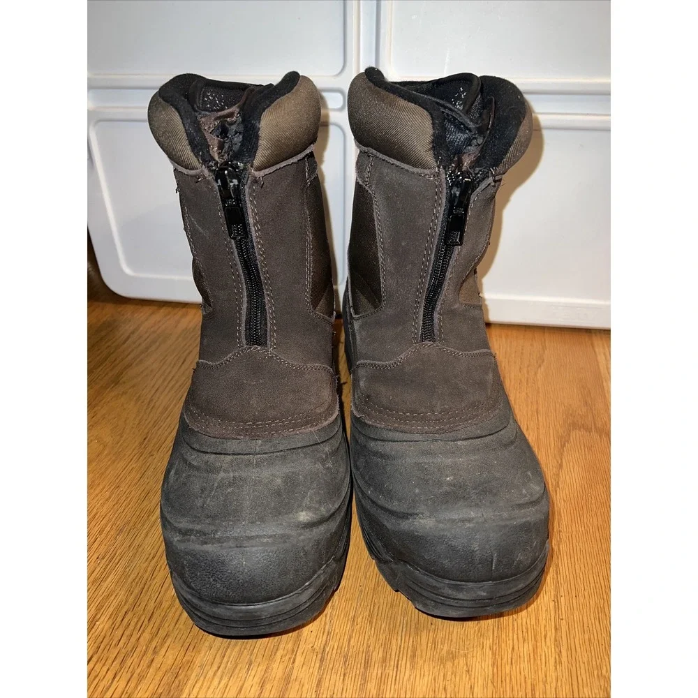 Ranger Mens Brown Suede Winter Snow Boots Waterproof Rubber Shell Front Zip 11